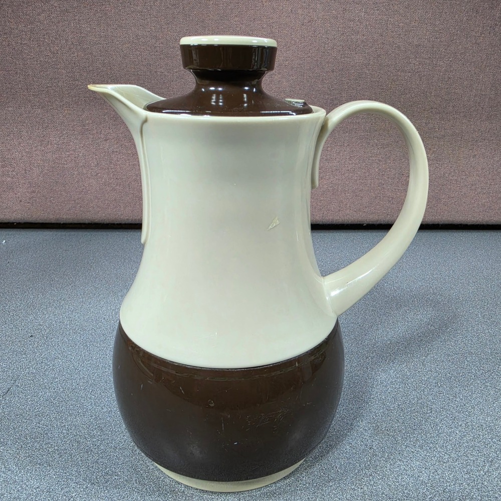 Thermos‎ Ingrid Coffee Carafe Pitcher Brown Cream Vintage MCM West Germany
